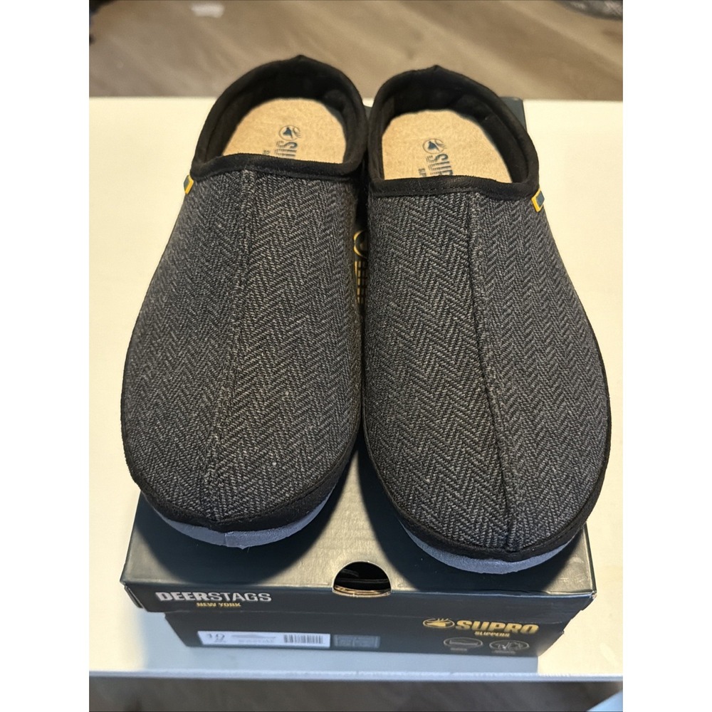 Deer Stags Men Slip On Mule Slippers Wherever Size US 10 Black Tweed